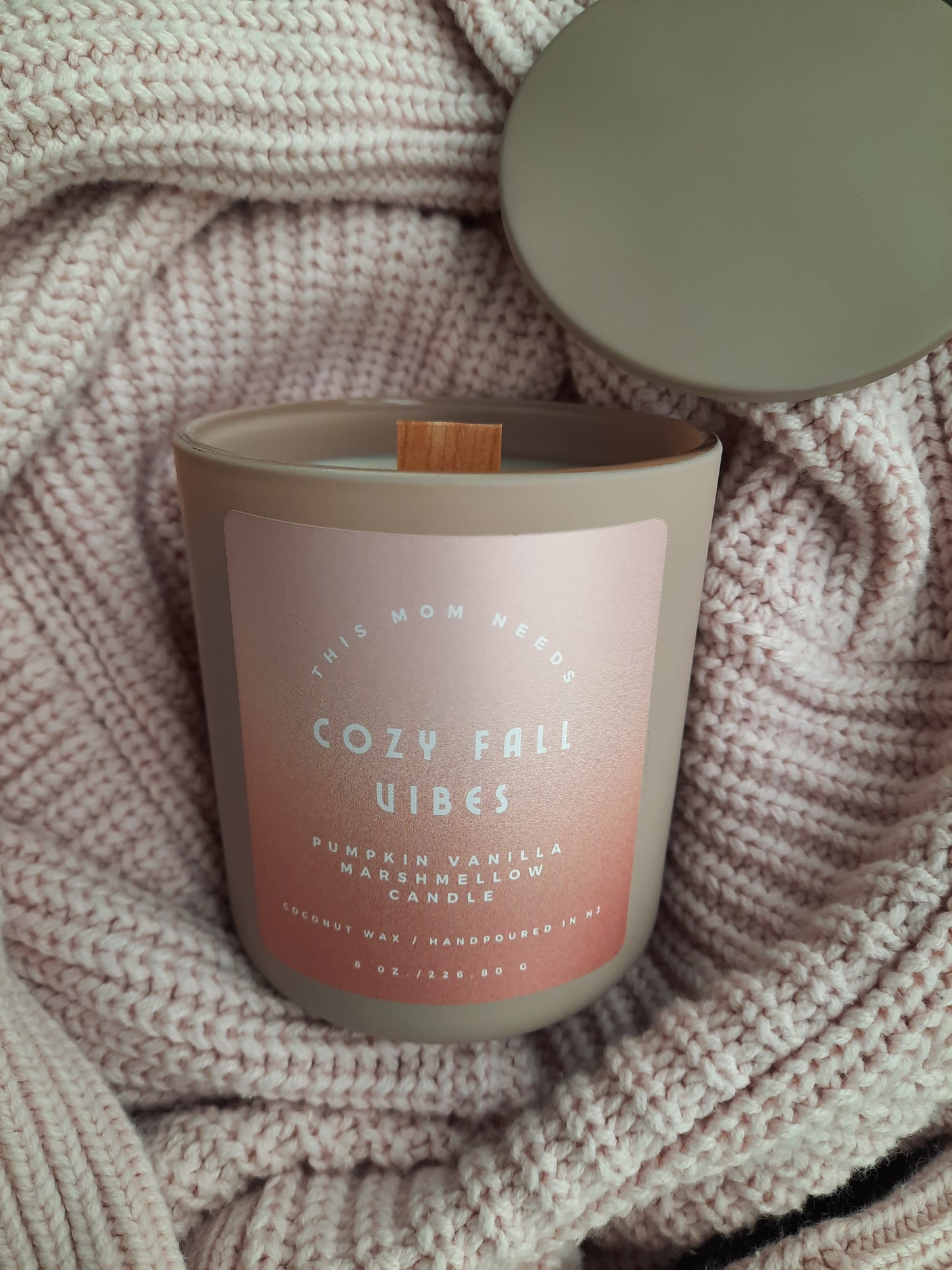 Cozy Mom Fall Vibes Vanilla Pumpkin Marshmallow Candle