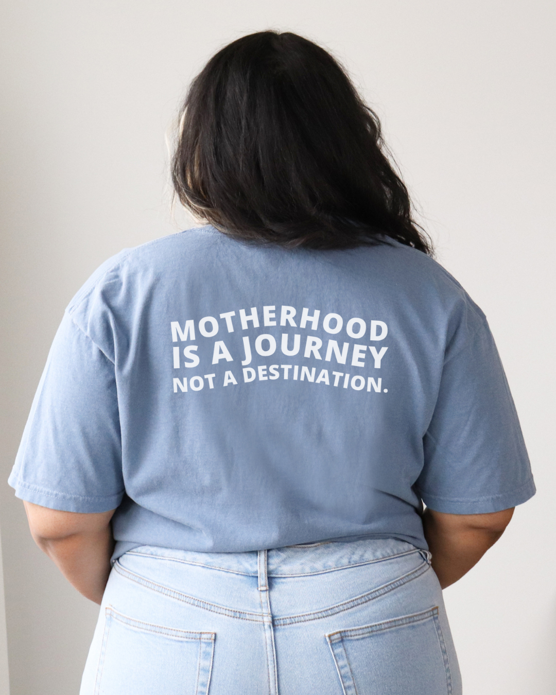 Women's 'Motherhood Is A Journey' Comfort Colors®️ Blue Jean Classic Graphic Tee