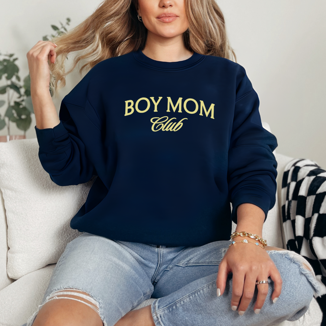 Boy Mom Club Navy Blue Everyday Crewneck Sweatshirt