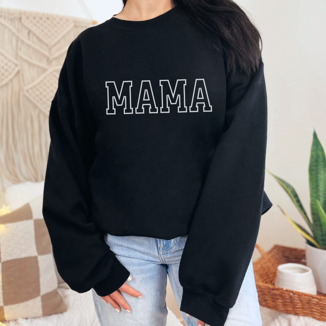 Women's Embroidered Mama Pullover Varsity Sweatshirt