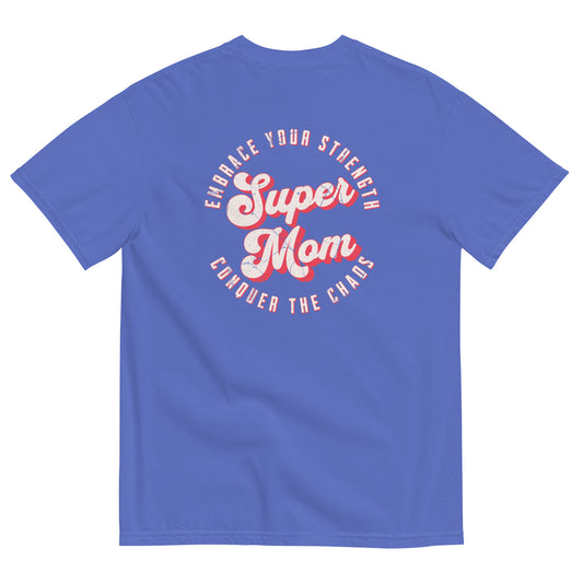 Super Mom Super Strength Comfort Colors Blue Graphic Tee