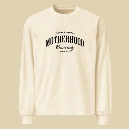 Thriving and Surviving Motherhood University Everyday Long Sleeve Tee- Ivory & Black