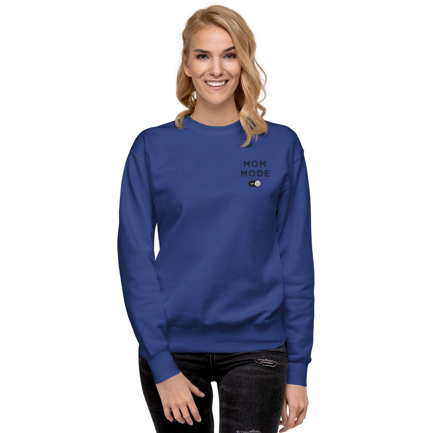 Mom Mode Embroidered Sweatshirt Royal Blue